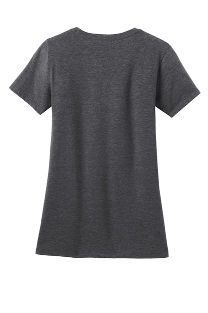 Rear View of Hthr Charcoal District Women's Perfect Blend CVC Tee. DM108L