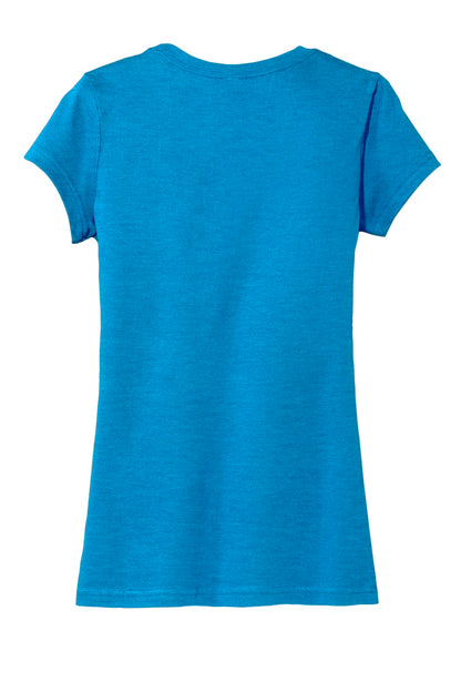 Rear View of Hthrd Brt Turq District Women's Fitted Very Important Tee . DT6001