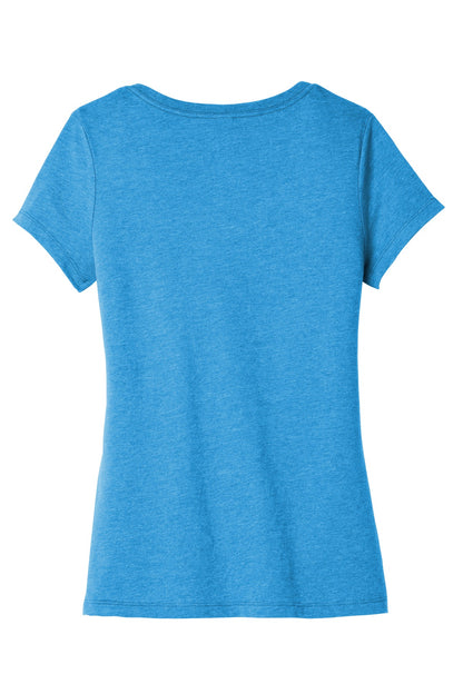 Rear View of Hthrd Brt Turq District Women's Very Important Tee V-Neck. DT6503