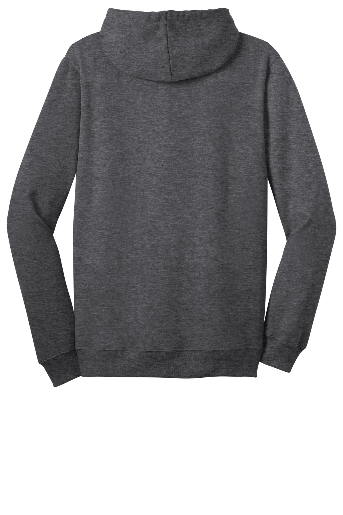 Rear View of Hthrd Charcoal District The Concert Fleece Full-Zip Hoodie. DT800