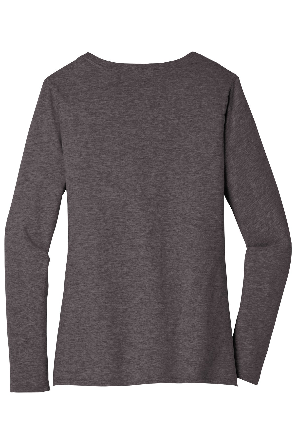 Rear View of Hthrd Charcoal District Women's Very Important Tee Long Sleeve V-Neck. DT6201