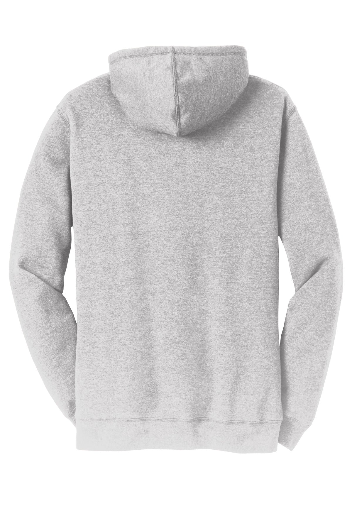 Rear View of Hthrd Grey District Lightweight Fleece Hoodie. DM391