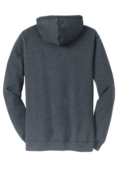 Rear View of Hthrd Navy District Lightweight Fleece Hoodie. DM391