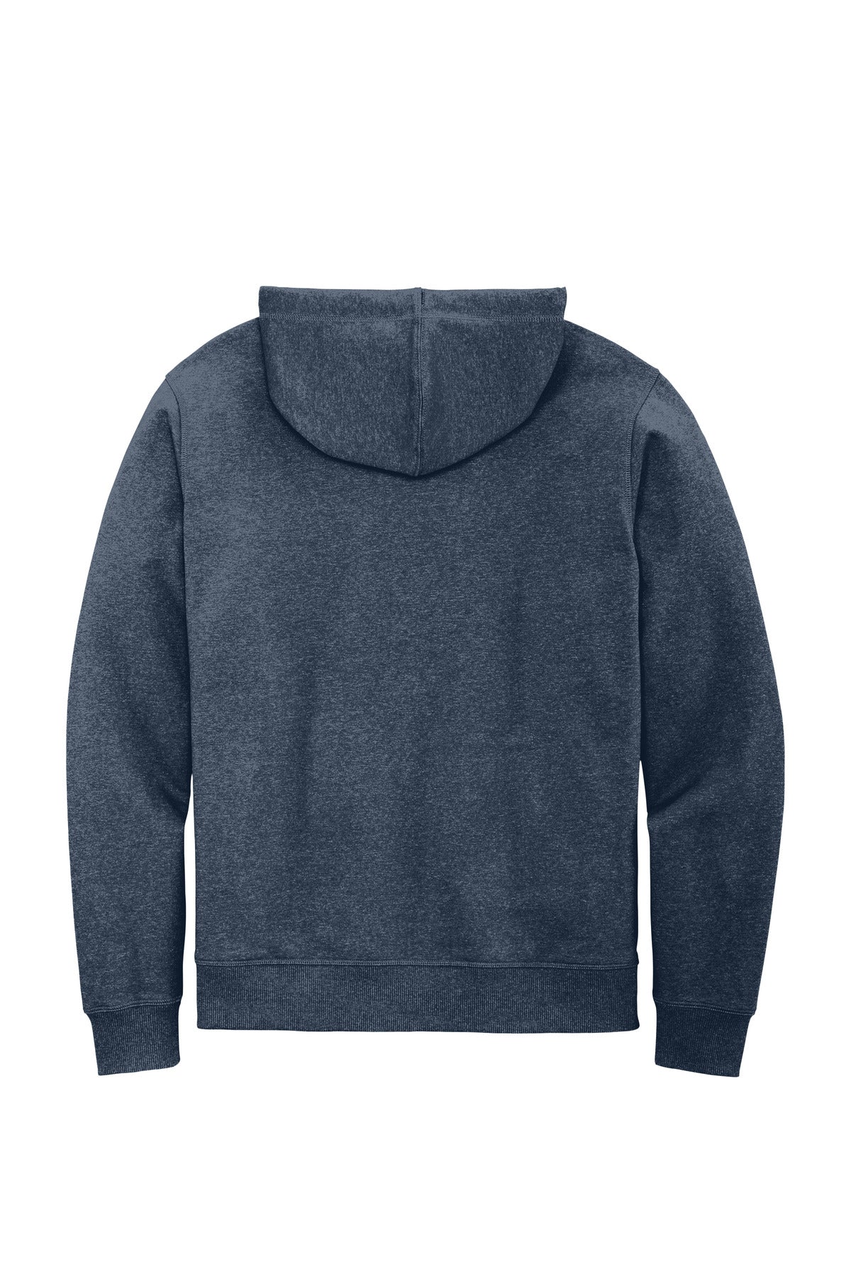 Rear View of Hthrd Navy District Re-Fleece Full-Zip Hoodie DT8102
