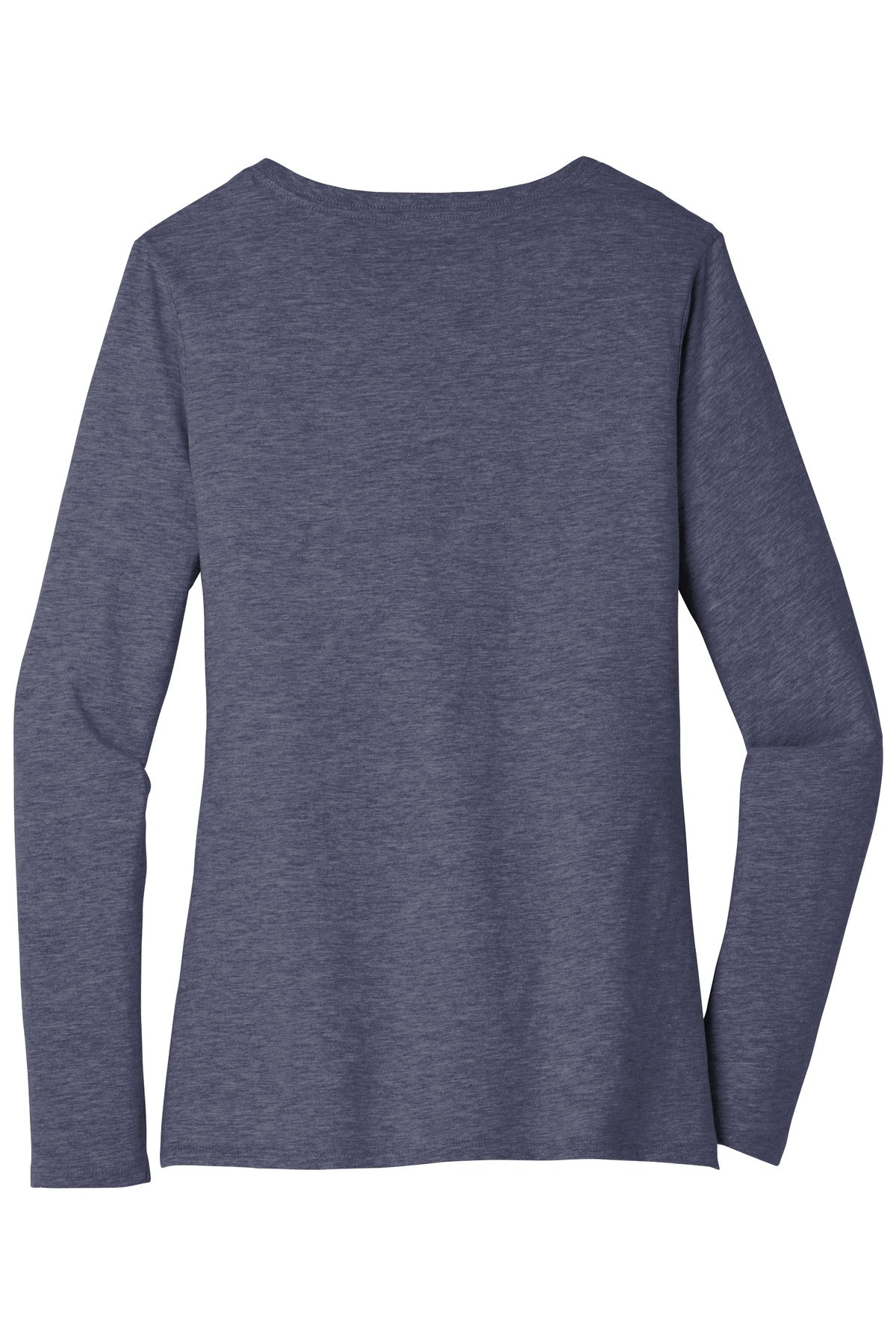 Rear View of Hthrd Navy District Women's Very Important Tee Long Sleeve V-Neck. DT6201