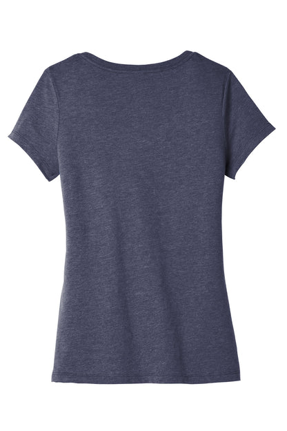 Rear View of Hthrd Navy District Women's Very Important Tee V-Neck. DT6503