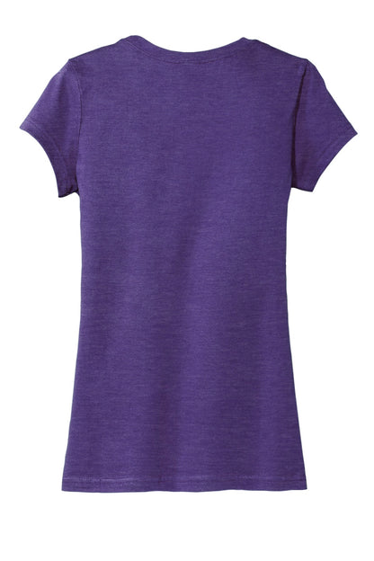 Rear View of Hthrd Purple District Women's Fitted Very Important Tee . DT6001