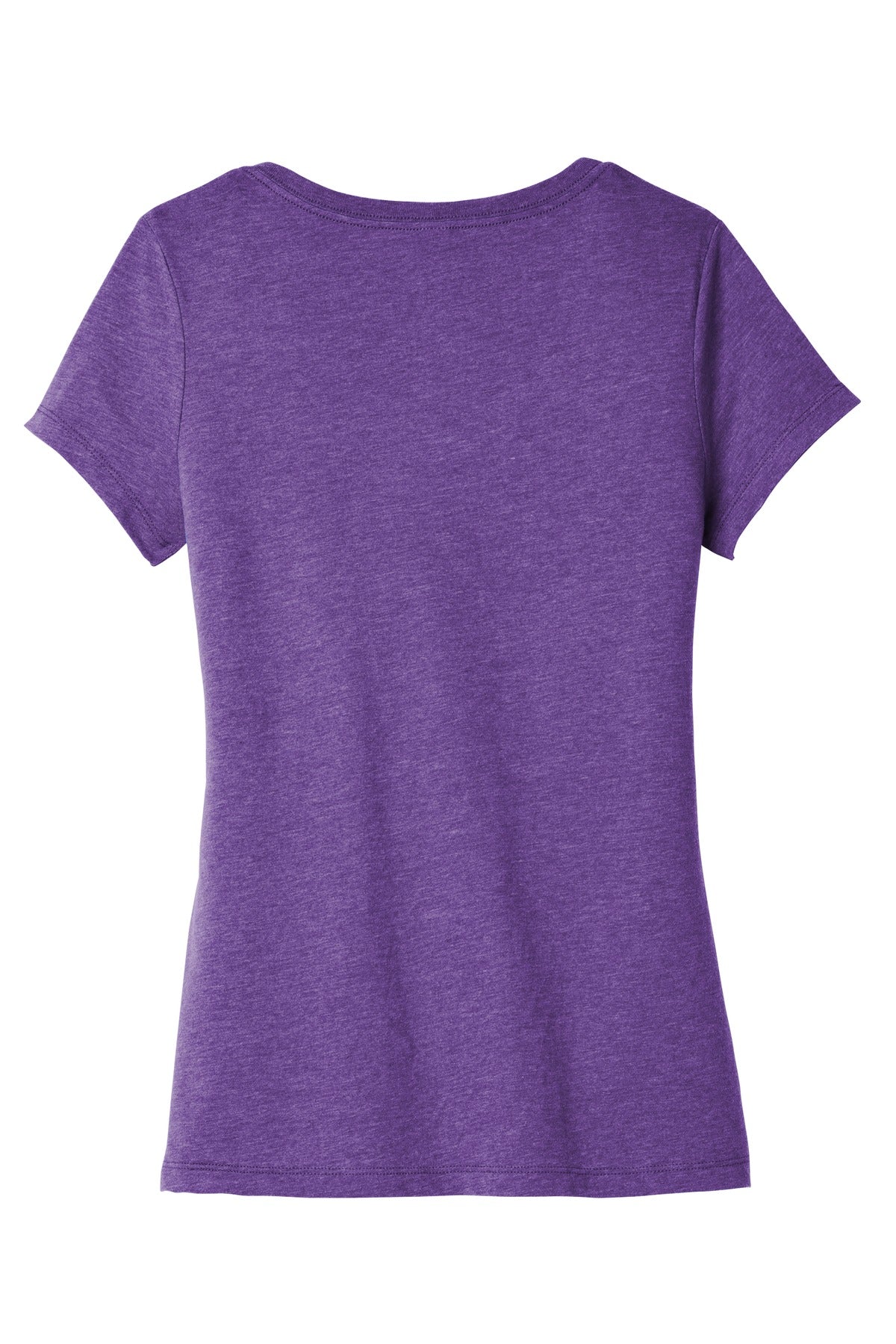 Rear View of Hthrd Purple District Women's Very Important Tee V-Neck. DT6503