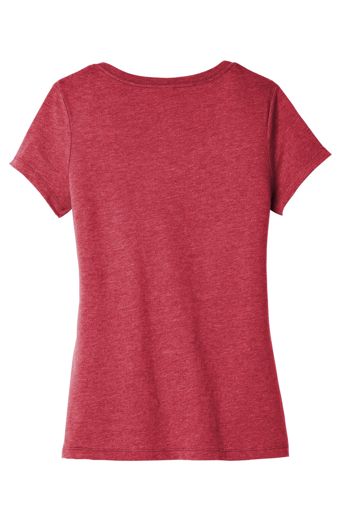 Rear View of Hthrd Red District Women's Very Important Tee V-Neck. DT6503