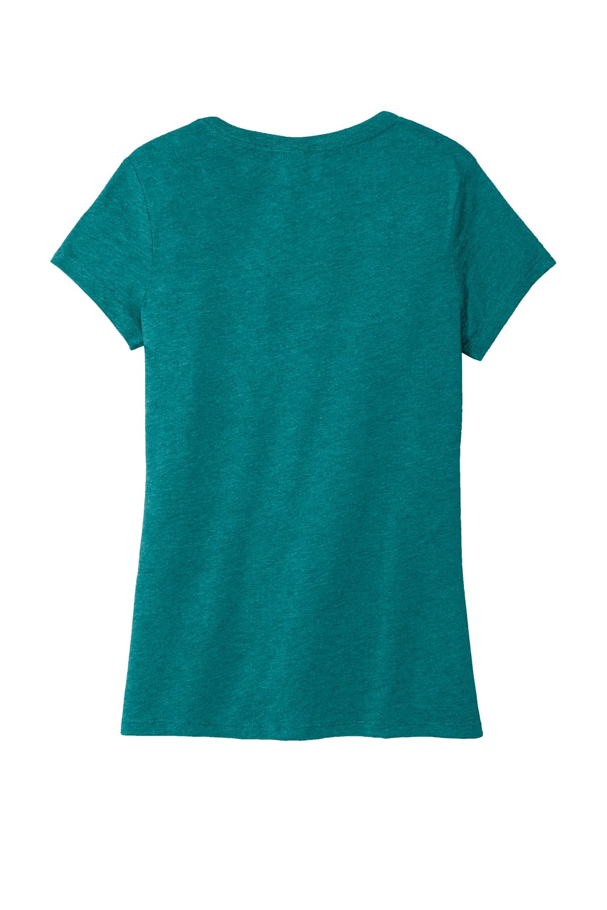 Rear View of Hthrd Teal District Women's Perfect Tri V-Neck Tee. DM1350L