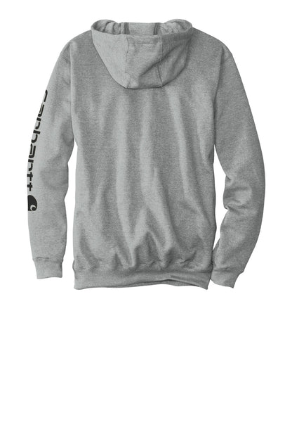 Rear View of HthrGrey Carhartt Midweight Hooded Logo Sweatshirt CTK288
