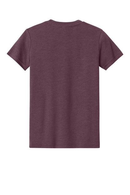 Rear View of HthrMaroon BELLA+CANVAS Youth Heather CVC Tee BC3001YCVC