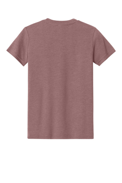 Rear View of HthrMauve BELLA+CANVAS Youth Heather CVC Tee BC3001YCVC