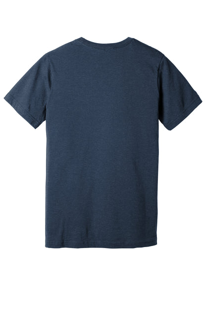 Rear View of HthrNavy BELLA+CANVAS Unisex Heather CVC V-Neck Tee BC3005CVC
