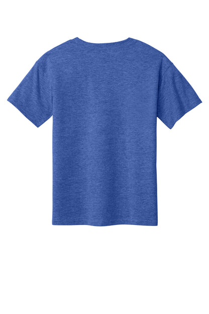 Rear View of HthrRoyal Gildan Youth Softstyle T-Shirt 64000B