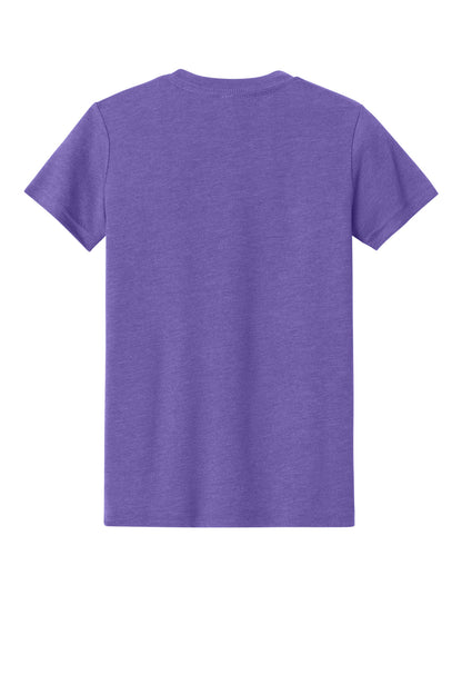 Rear View of HthrTmPrpl BELLA+CANVAS Youth Heather CVC Tee BC3001YCVC