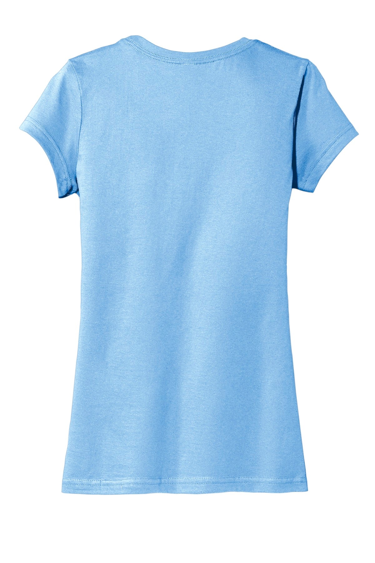 Rear View of Ice Blue District Women's Fitted Very Important Tee . DT6001