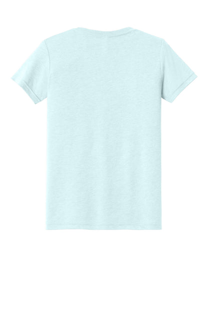 Rear View of IceBlueTB BELLA+CANVAS Youth Triblend Short Sleeve Tee. BC3413Y