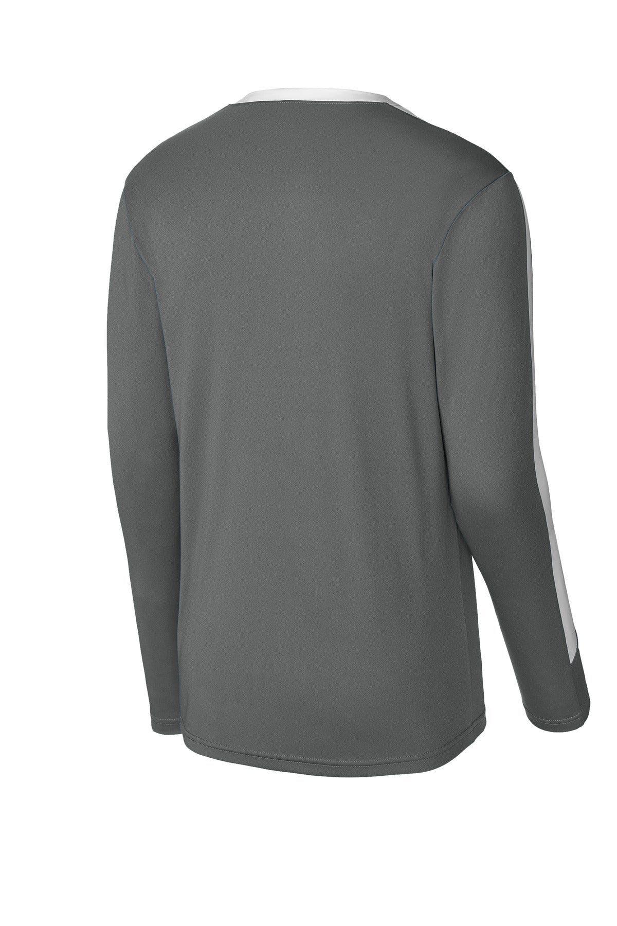 Rear View of IrGy/White Sport-Tek Competitor United Long Sleeve Crew ST100LS
