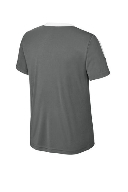 Rear View of IrGy/White Sport-Tek Youth Competitor United Crew YST100
