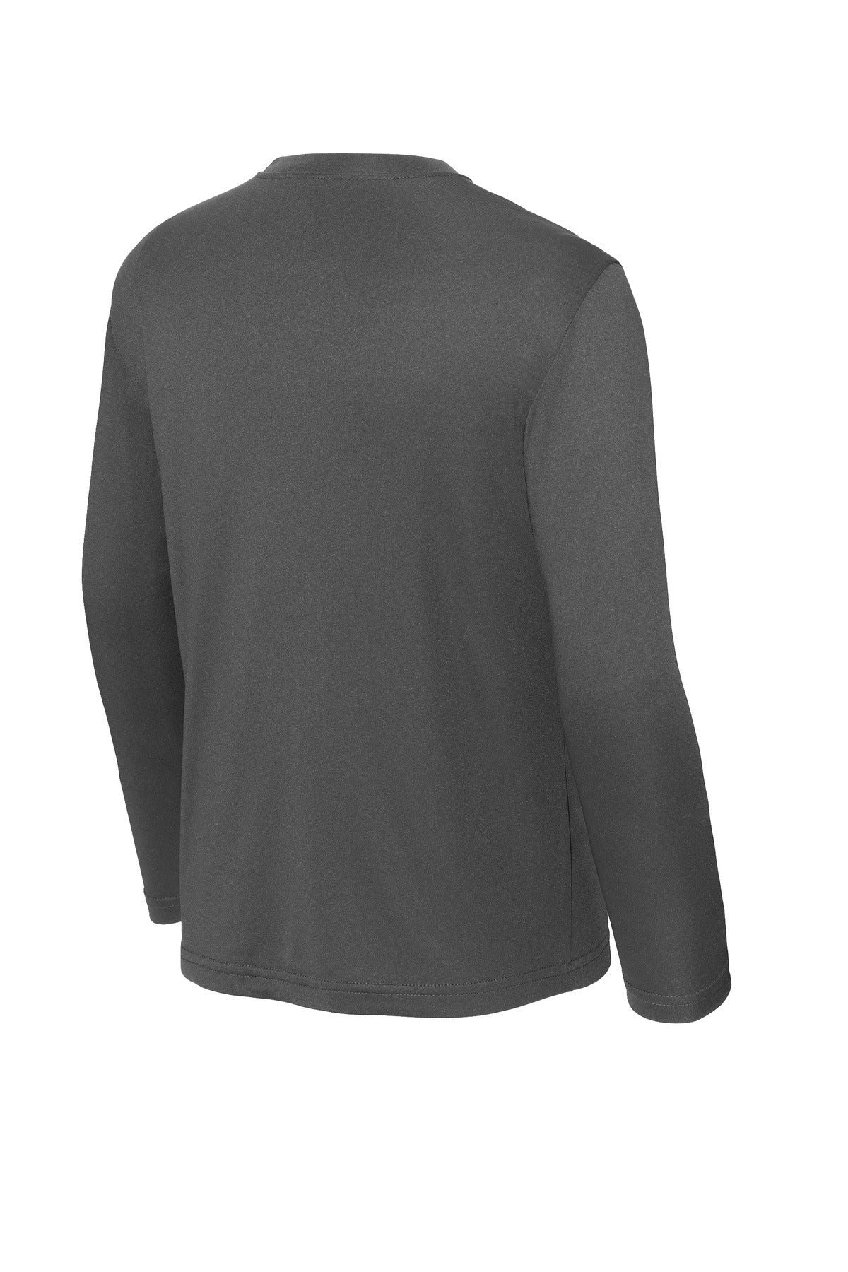 Rear View of Iron Grey Sport-Tek Youth Long Sleeve PosiCharge Competitor Tee. YST350LS