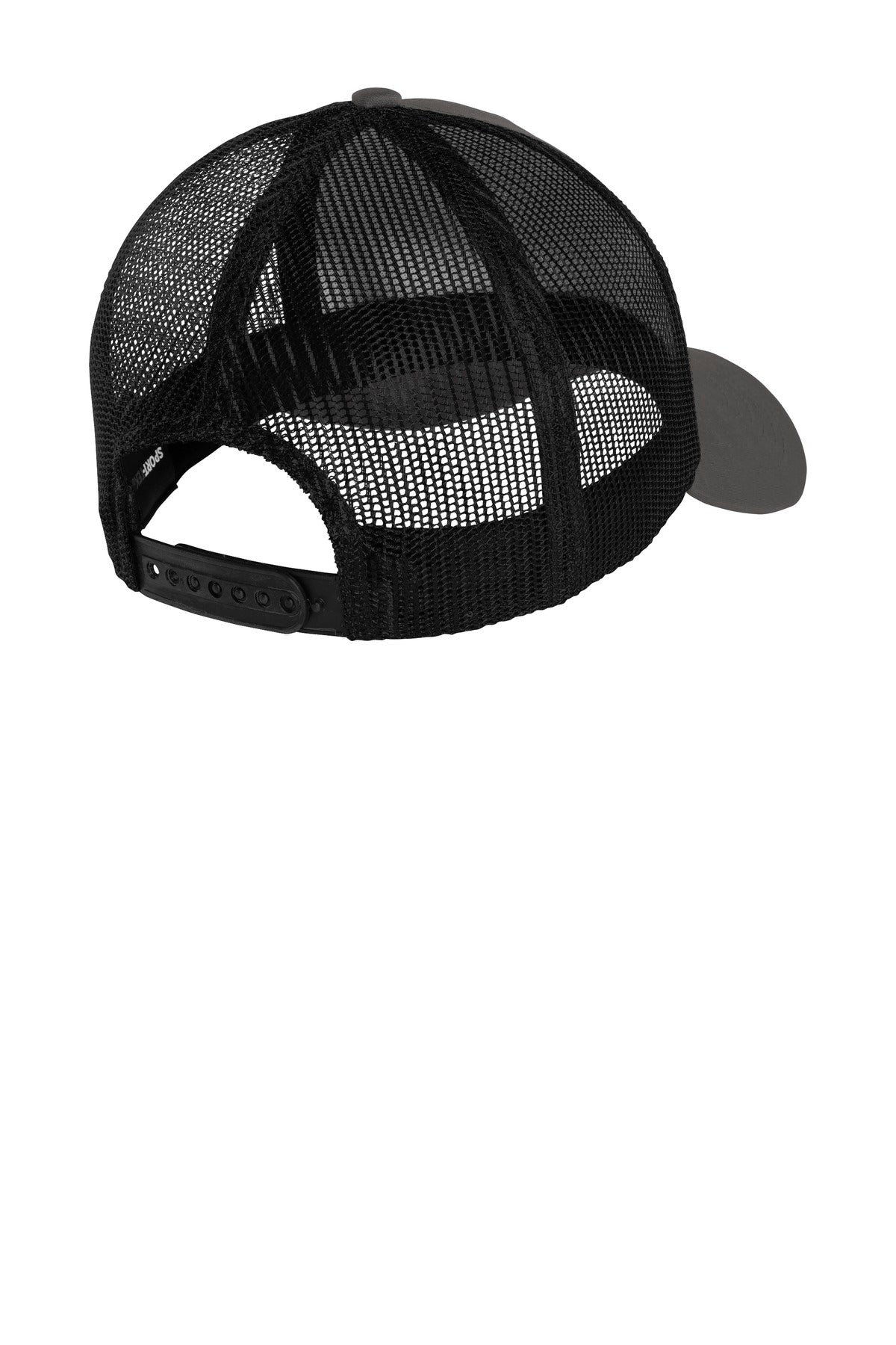 Rear View of Iron Grey/Blk Sport-Tek PosiCharge Competitor Mesh Back Cap. STC36