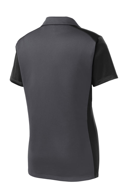Rear View of Iron Gy/Black Sport-Tek Women's Colorblock Micropique Sport-Wick Polo. LST652