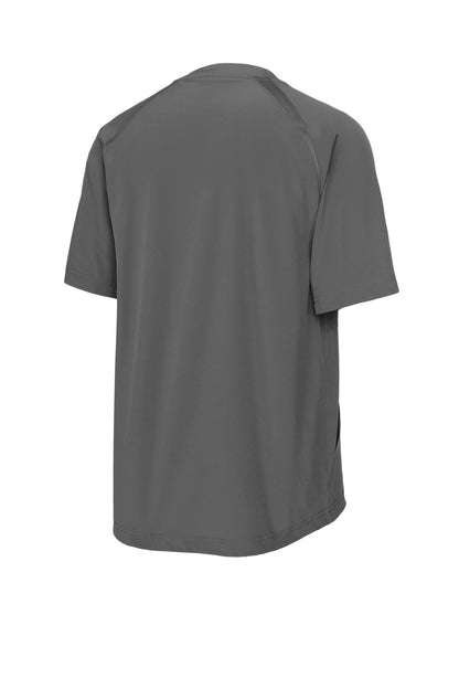 Rear View of IronGrey Sport-Tek Repeat 1/2-Zip Short Sleeve Jacket JST489