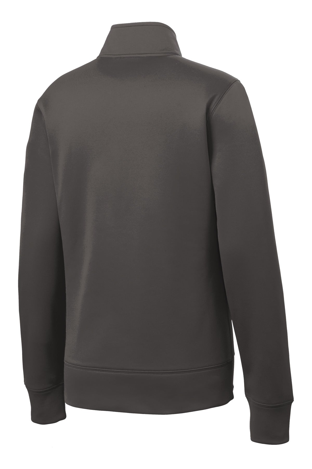 Rear View of IronGrey Sport-Tek Women's Sport-Wick Fleece Full-Zip Jacket. LST241