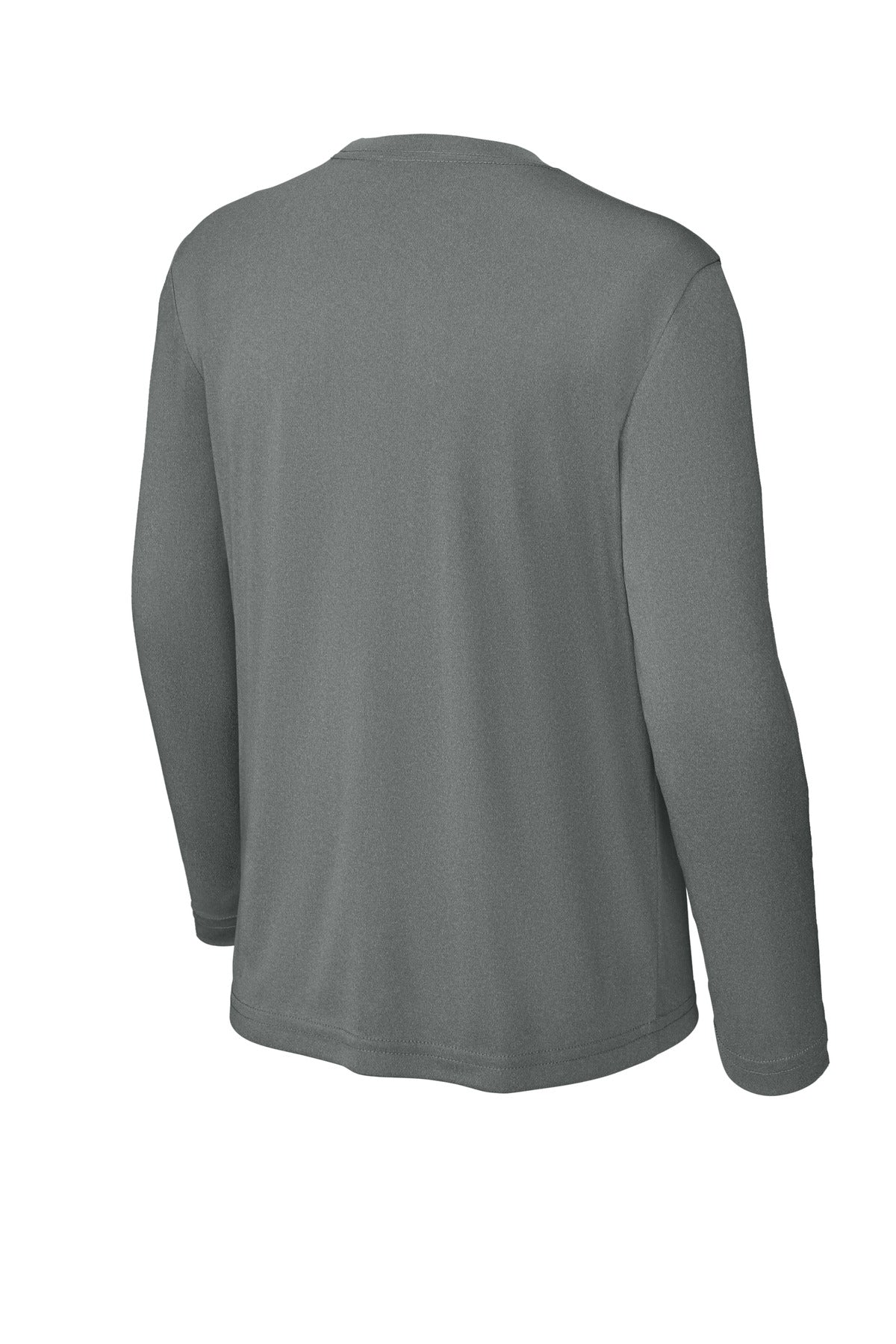 Rear View of IronGreyHt Sport-Tek Youth Long Sleeve PosiCharge Competitor Tee. YST350LS