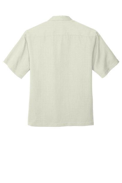 Rear View of Ivory Port Authority Easy Care Camp Shirt. S535