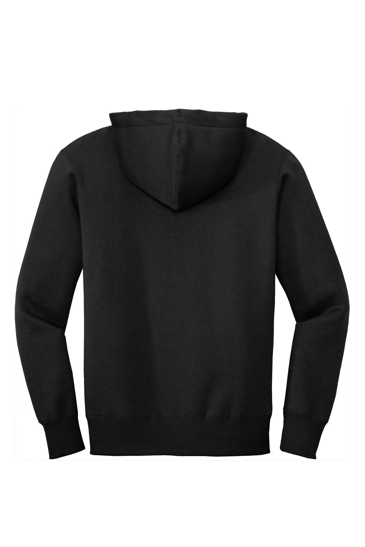 Rear View of Jet Black District Perfect Weight Fleece Full-Zip Hoodie DT1103