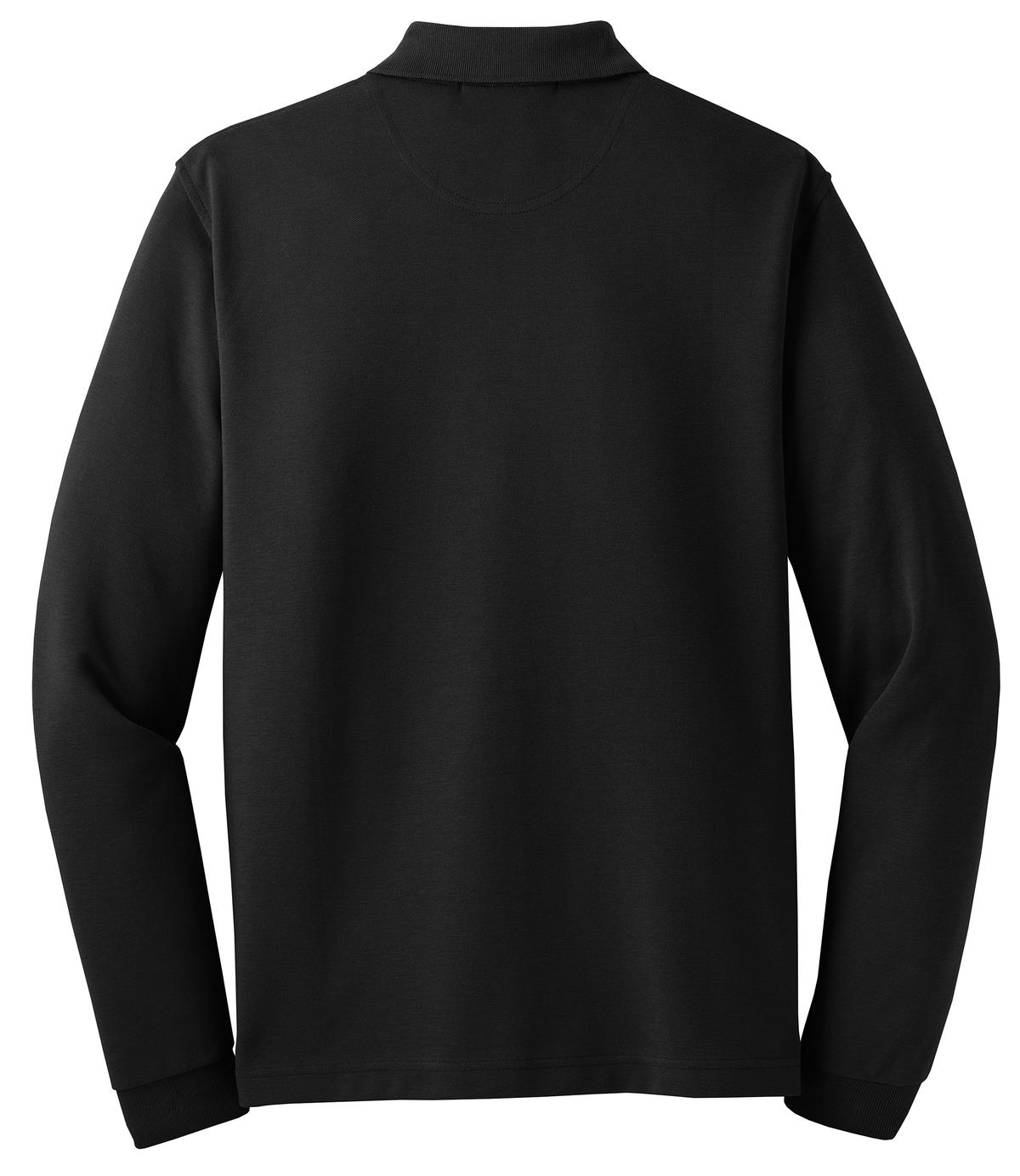 Rear View of Jet Black Port Authority Rapid Dry Long Sleeve Polo. K455LS