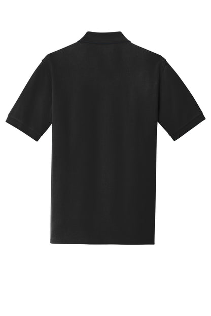 Rear View of Jet Black Port & Company Combed Ring Spun Pique Polo. KP1500