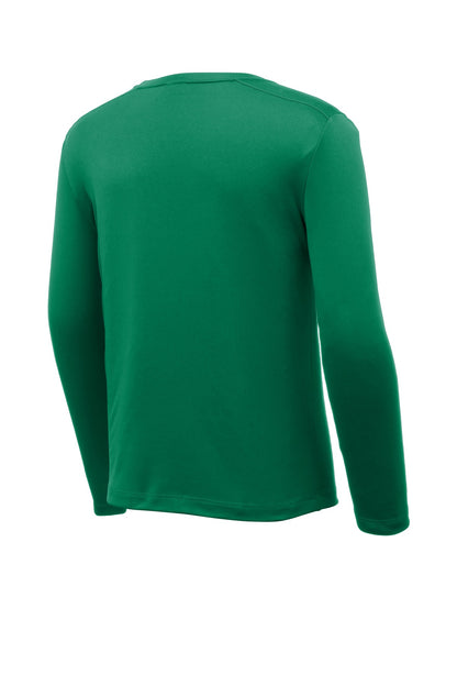 Rear View of Kelly Green Sport-Tek Youth Posi-UV Pro Long Sleeve Tee. YST420LS