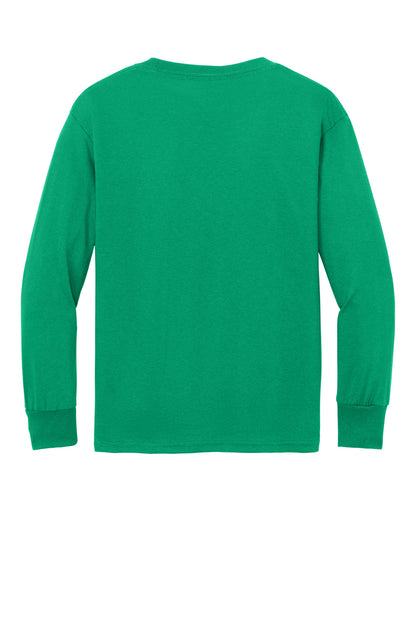 Rear View of Kelly Port & Company Youth Long Sleeve Core Cotton Tee. PC54YLS