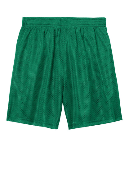 Rear View of KellyGreen Sport-Tek Youth PosiCharge Mesh 5" Short YST5100