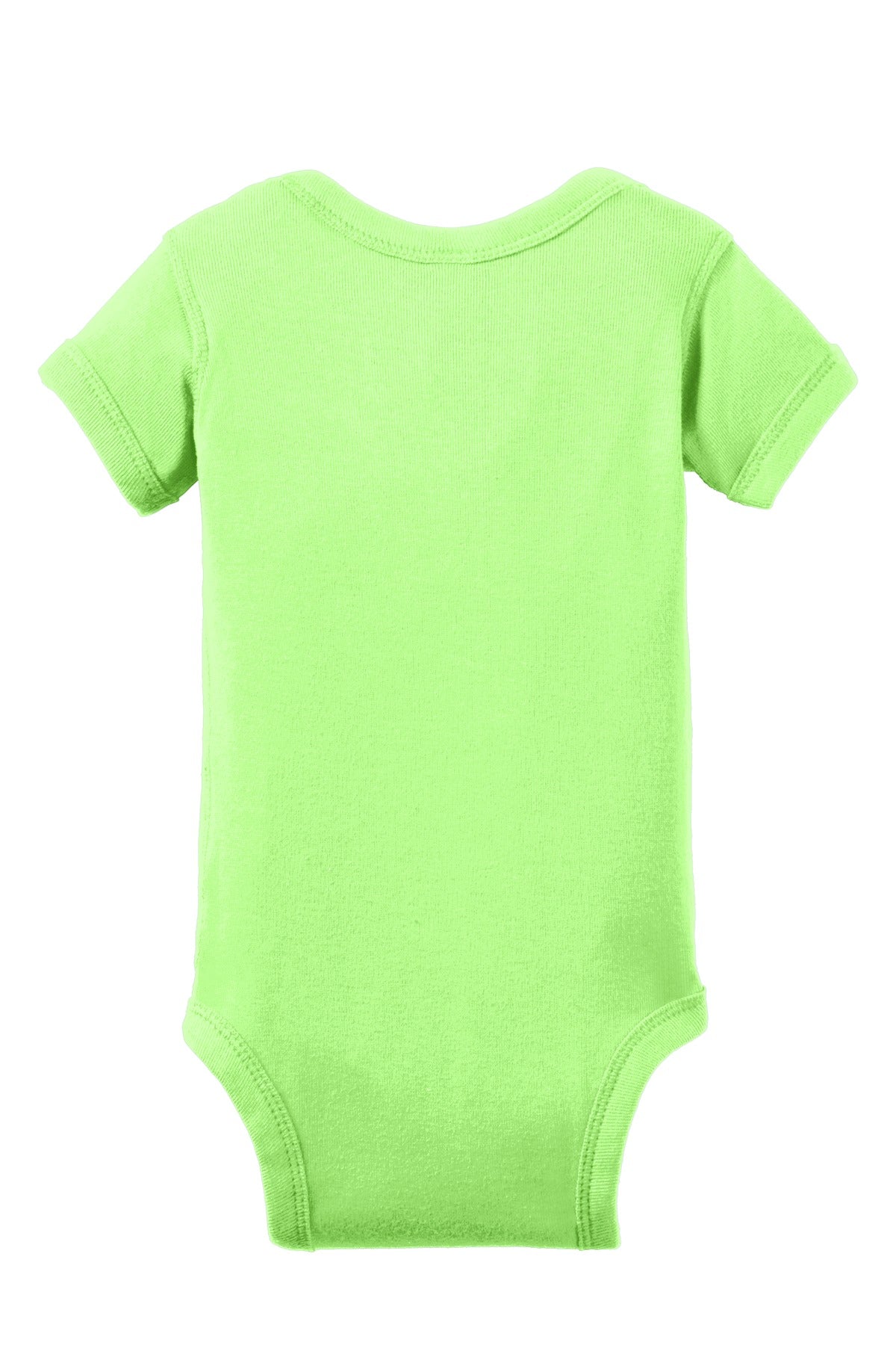 Rear View of Key Lime Rabbit Skins Infant Short Sleeve Baby Rib Bodysuit. RS4400