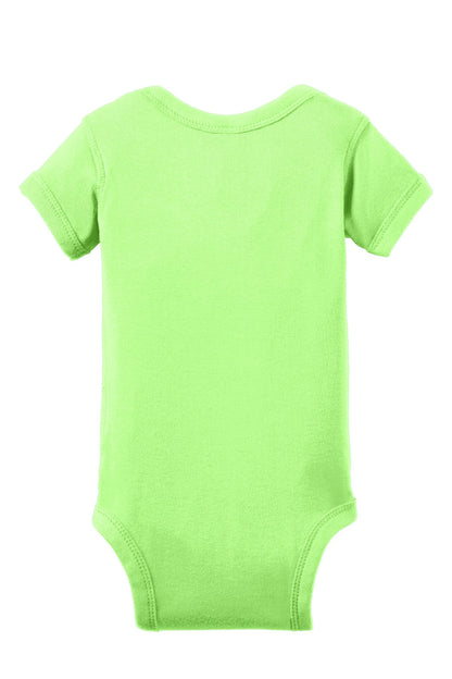 Rear View of Key Lime Rabbit Skins Infant Short Sleeve Baby Rib Bodysuit. RS4400