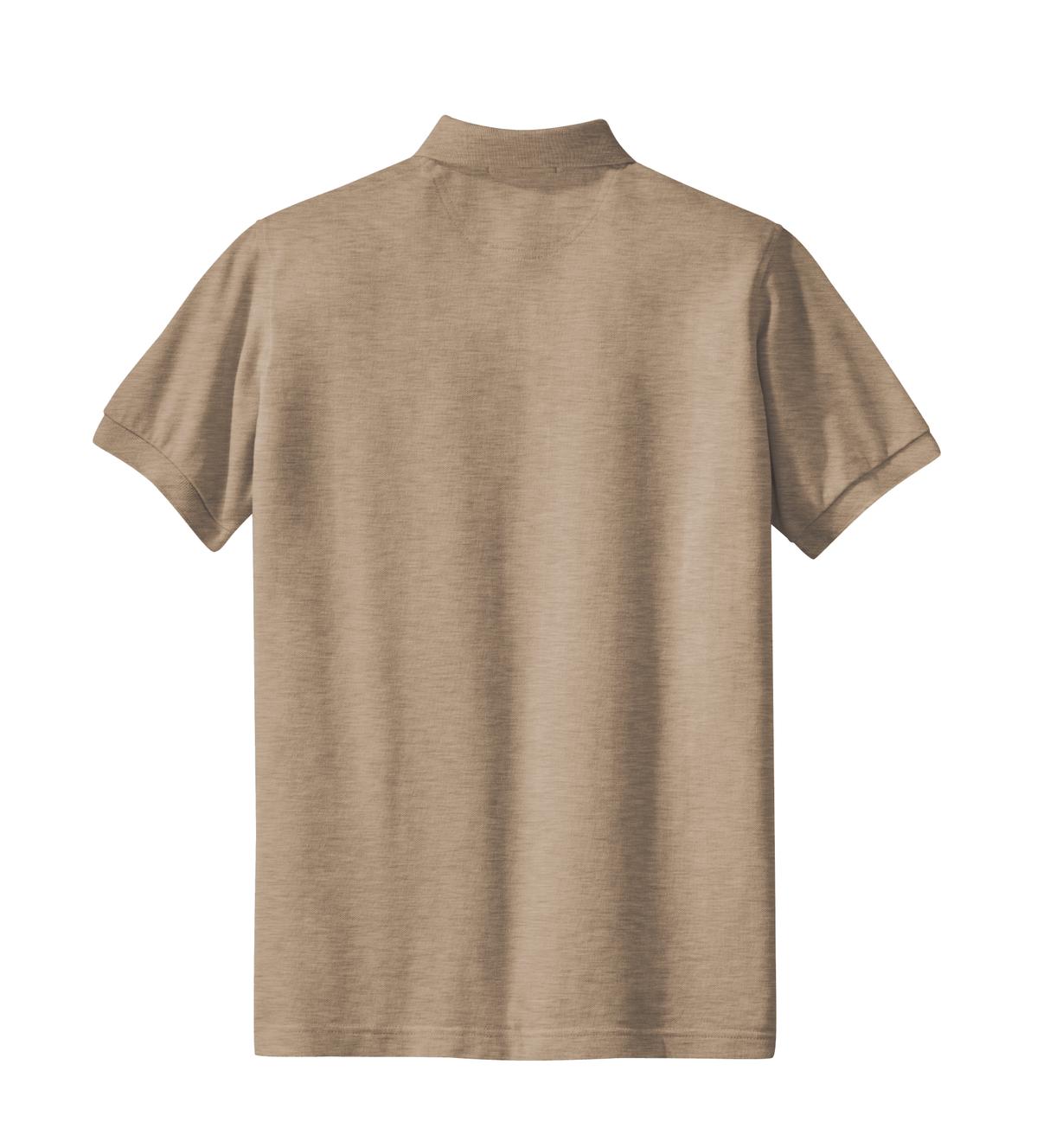 Rear View of Khaki Heather Port Authority Women's Heavyweight Cotton Pique Polo. L420