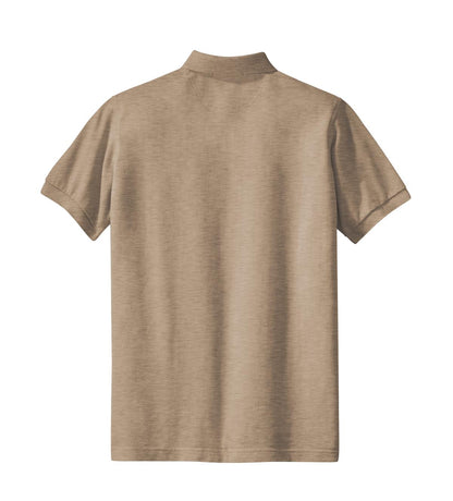 Rear View of Khaki Heather Port Authority Women's Heavyweight Cotton Pique Polo. L420