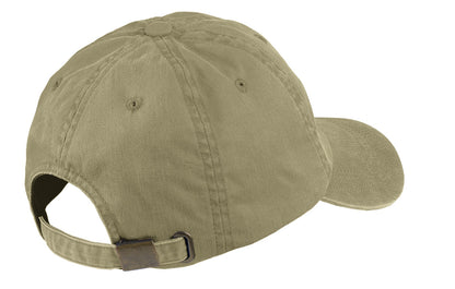 Rear View of Khaki Port Authority Garment-Washed Cap. PWU