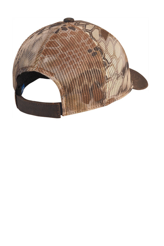 Rear View of Krypt Hlndr/Bn Port Authority Pigment Print Camouflage Mesh Back Cap C891