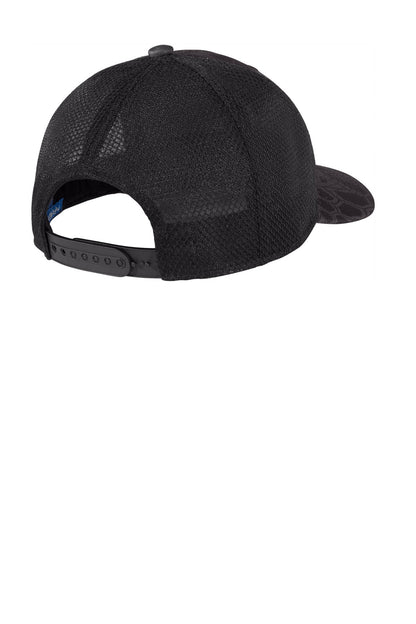 Rear View of Krypt Typh/Blk Port Authority Performance Camouflage Mesh Back Snapback Cap C892