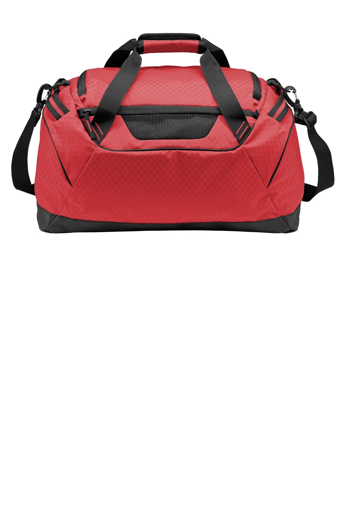 Rear View of Laser Red OGIO Catalyst Duffel. 95001