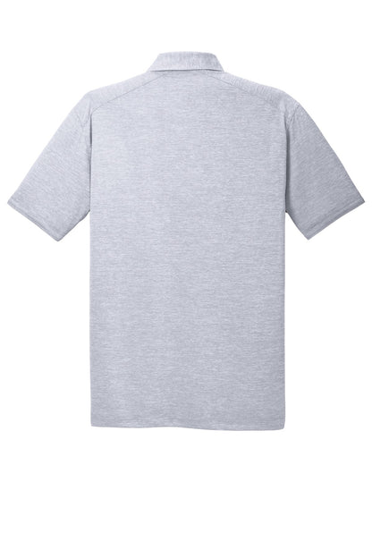Rear View of Light Grey Port Authority Digi Heather Performance Polo. K574