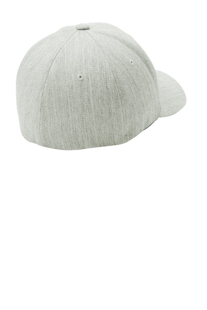 Rear View of Light Hthr Gry Port Authority Flexfit Wool Blend Cap. C928