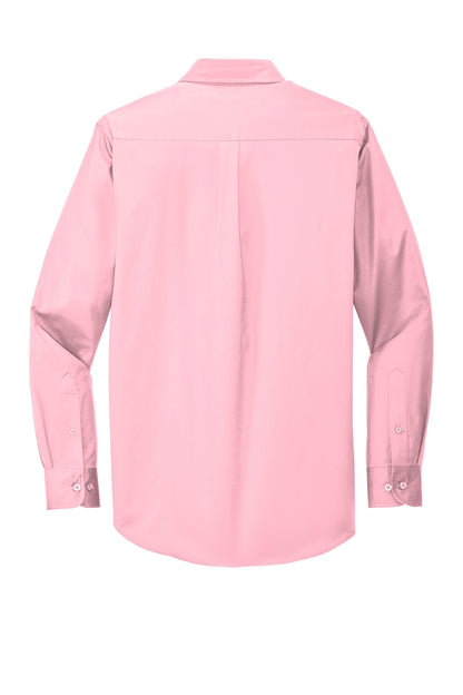 Rear View of Light Pink Port Authority Extended Size Long Sleeve Easy Care Shirt S608ES
