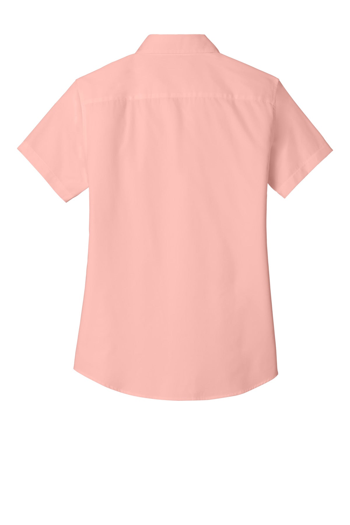 Rear View of Light Pink Port Authority Women's Short Sleeve Easy Care Shirt. L508