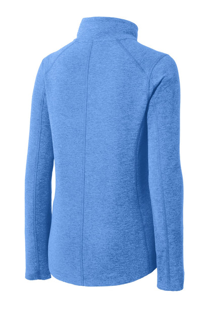 Rear View of Light Royal He Port Authority Women's Heather Microfleece Full-Zip Jacket. L235